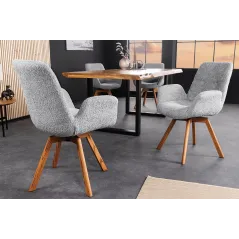 Invicta Krzesło BALTIC obrotowe 360° szare Bouclé 61cm / 44200