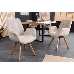 Invicta Krzesło BALTIC obrotowe 360° beżowe Bouclé 61cm / 44199