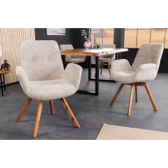 Invicta Krzesło BALTIC obrotowe 360° beżowe Bouclé 61cm / 44199