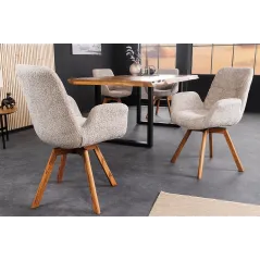 Invicta Krzesło BALTIC obrotowe 360° beżowe Bouclé 61cm / 44199