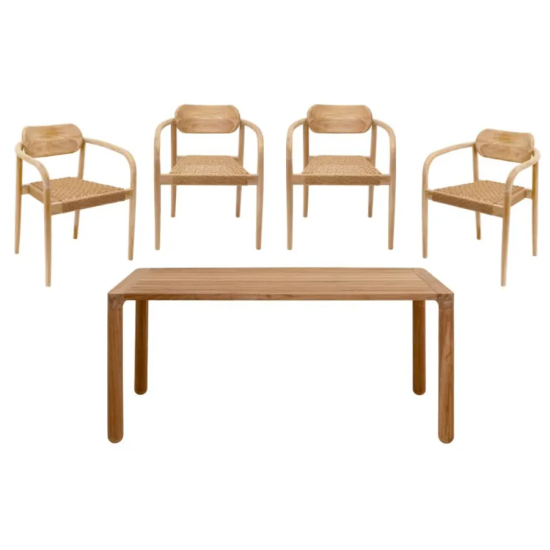 Kare Zestaw ogrodowy BELLA naturalny brąz 5 elementów / 47449