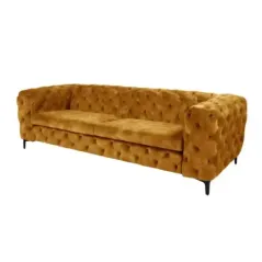 Invicta Chesterfield Sofa 3-osobowa MODERN BAROCK musztardowo żółty aksamit 240cm / 44392