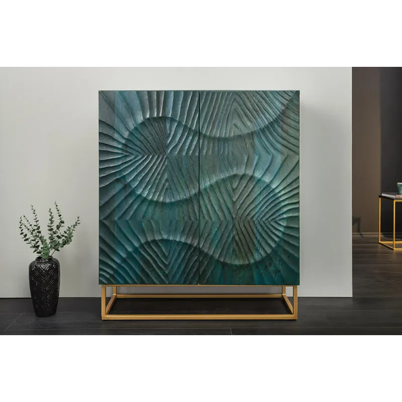 Invicta SCORPION Komoda wysoka lite drewno mango turkusowa 3D 100cm / 48407