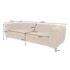 Invicta Chesterfield Sofa 3-osobowa MODERN BAROCK musztardowo żółty aksamit 240cm / 44392