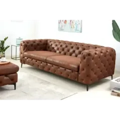 Invicta Chesterfield Sofa 3-osobowa MODERN BAROCK antyczny brąz mikrofibra 240cm / 44396