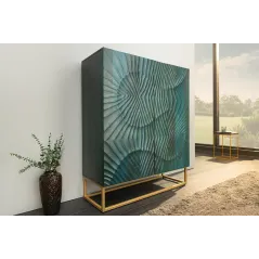 Invicta SCORPION Komoda wysoka lite drewno mango turkusowa 3D 100cm / 48407