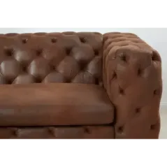 Invicta Chesterfield Sofa 3-osobowa MODERN BAROCK antyczny brąz mikrofibra 240cm / 44396