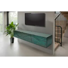 Invicta SCORPION Szafka tv wisząca lite drewno mango turkusowa 3D 160cm / 48408