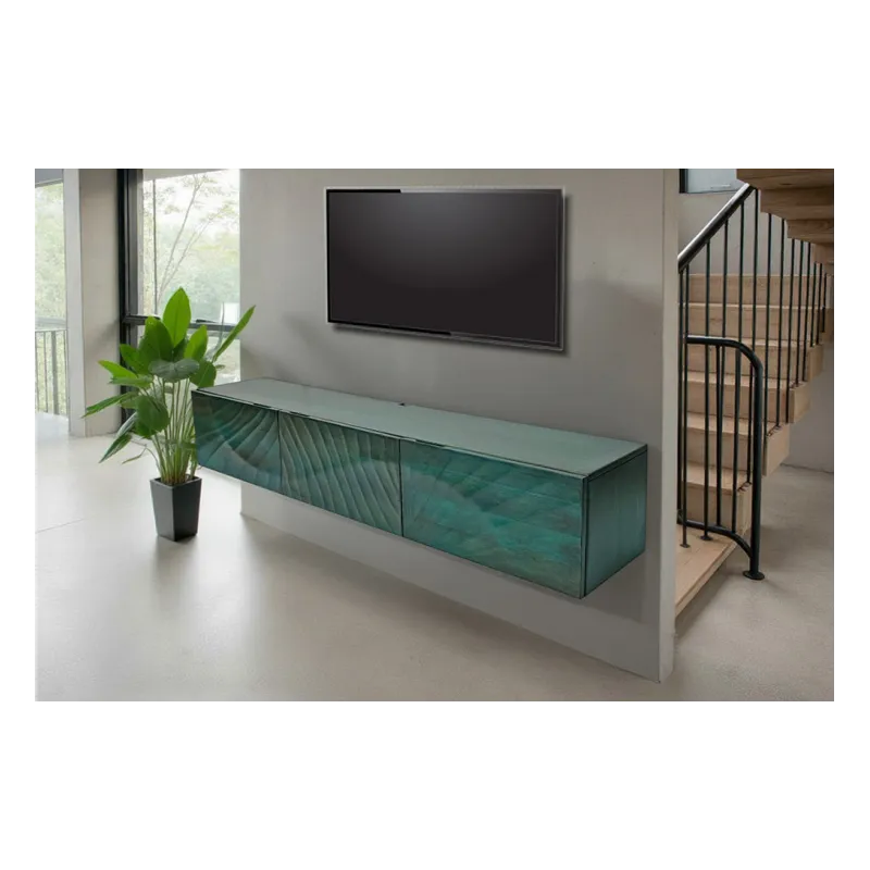 Invicta SCORPION Szafka TV wisząca lite drewno mango turkusowa 3D 160cm / 48408