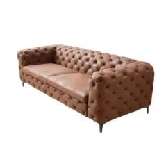 Invicta Chesterfield Sofa 3-osobowa MODERN BAROCK antyczny brąz mikrofibra 240cm / 44396