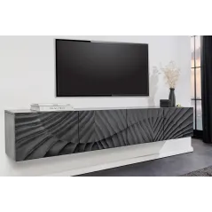 Invicta SCORPION Szafka TV wisząca drewno czarne mango 3D 200cm / 44526