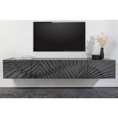 Invicta SCORPION Szafka TV wisząca drewno czarne mango 3D 200cm / 44526