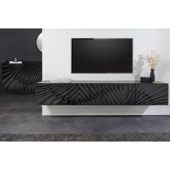 Invicta SCORPION Szafka TV wisząca drewno czarne mango 3D 200cm / 44526