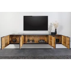 Invicta SCORPION Szafka TV wisząca drewno czarne mango 3D 200cm / 44526