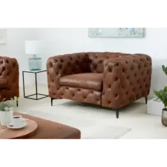 Invicta Fotel nowoczesny MODERN BAROCK antyczny brąz mikrofibra 120cm / 44399