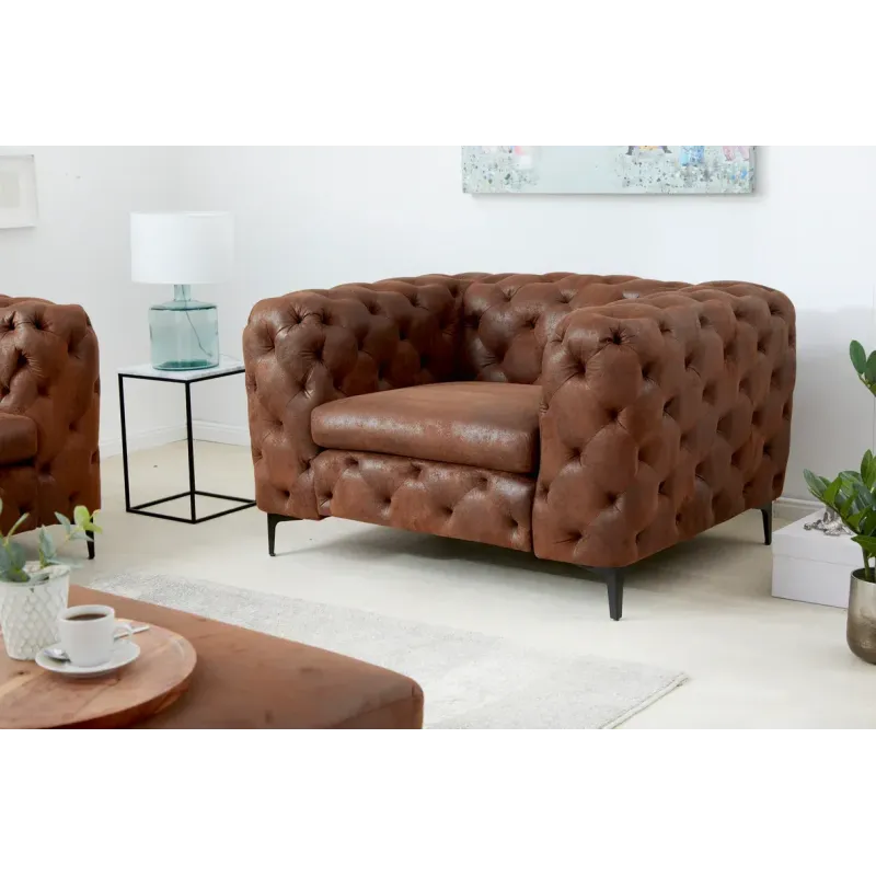 Invicta Fotel nowoczesny MODERN BAROCK antyczny brąz mikrofibra 120cm / 44399