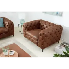 Invicta Fotel nowoczesny MODERN BAROCK antyczny brąz mikrofibra 120cm / 44399