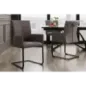 Invicta Krzesło na płozie SAMSON brązowy taupe z podłokietnikiem skóra 58cm / 45175