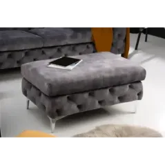 Invicta Pufa MODERN BAROCK ciemnoszary aksamit 92cm / 41135