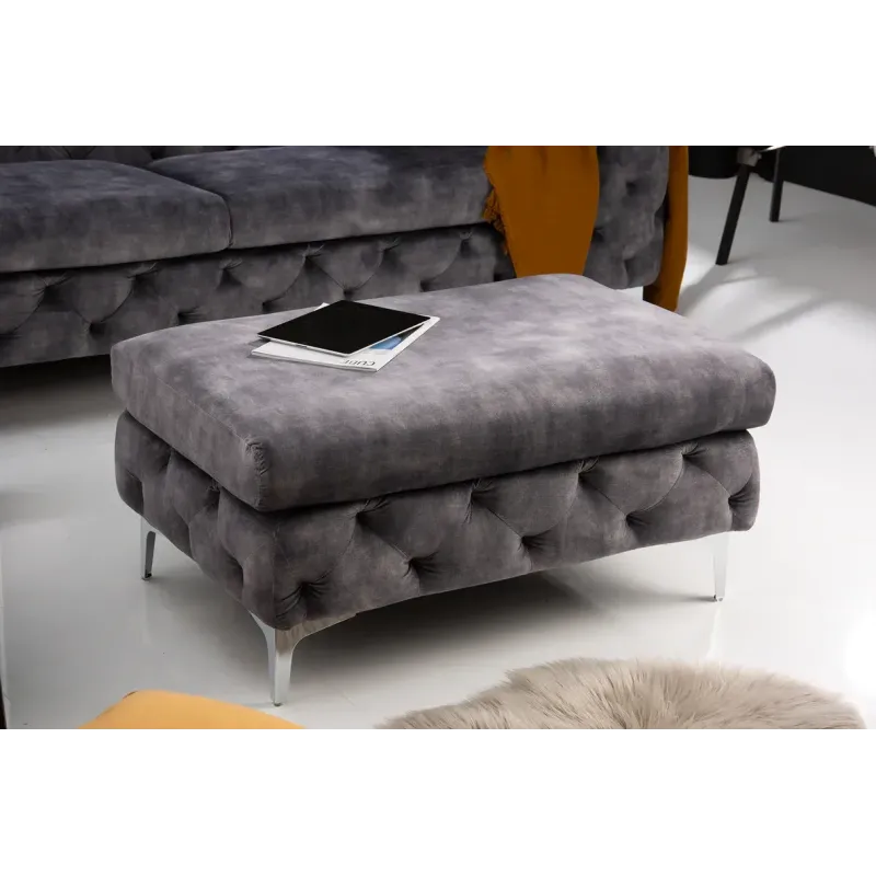 Invicta Pufa MODERN BAROCK ciemnoszary aksamit 92cm / 41135