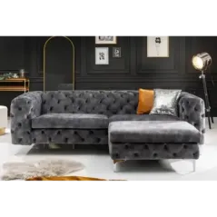 Invicta Pufa MODERN BAROCK ciemnoszary aksamit 92cm / 41135