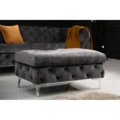 Invicta Pufa MODERN BAROCK ciemnoszary aksamit 92cm / 41135