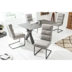 Invicta Krzesło COMFORT tkanina teksturowana jasnoszara 45cm / 40462