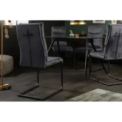 Invicta Krzesło COMFORT na płozie aksamitny szary 45cm / 41168