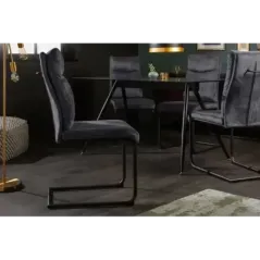 Invicta Krzesło COMFORT na płozie aksamitny szary 45cm / 41168