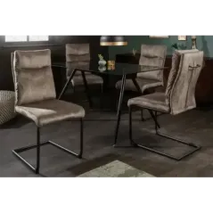 Invicta Krzesło COMFORT na płozie mikrofibra antyczny taupe 45cm / 41172