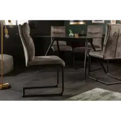Invicta Krzesło COMFORT na płozie mikrofibra antyczny taupe 45cm / 41172