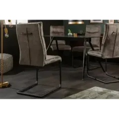 Invicta Krzesło COMFORT na płozie mikrofibra antyczny taupe 45cm / 41172