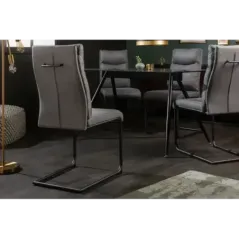 Invicta Krzesło COMFORT na płozie tkanina szara 45cm / 41171
