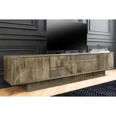 Invicta Szafka RTV ART DECO drewno szare mango 200cm / 46804