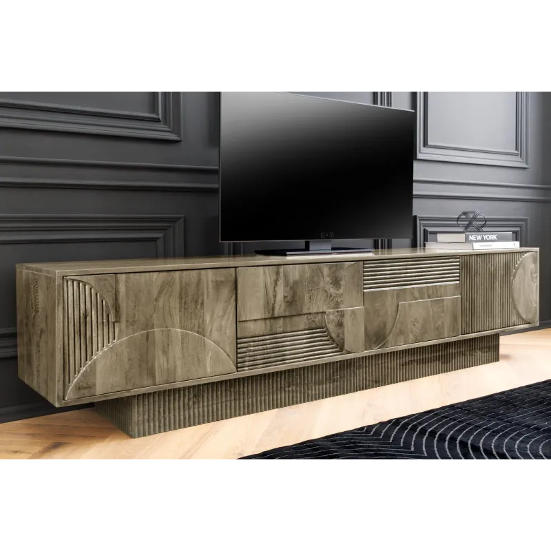 Invicta Szafka RTV ART DECO drewno szare mango 200cm / 46804