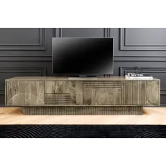 Invicta Szafka RTV ART DECO drewno szare mango 200cm / 46804