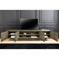 Invicta Szafka RTV ART DECO drewno szare mango 200cm / 46804