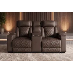 Invicta Fotel HOLLYWOOD kinowy 2 osobowy imitacja skóry brązowy 190cm / 46680