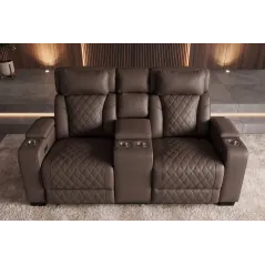 Invicta Fotel HOLLYWOOD kinowy 2 osobowy imitacja skóry brązowy 190cm / 46680