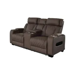 Invicta Fotel HOLLYWOOD kinowy 2 osobowy imitacja skóry brązowy 190cm / 46680