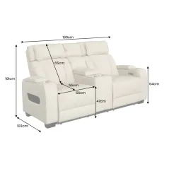 Invicta Fotel HOLLYWOOD kinowy 2 osobowy imitacja skóry beżowa 190cm / 46678