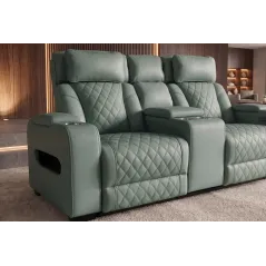 Invicta Fotel HOLLYWOOD kinowy 2 osobowy imitacja skóry szałwiowy 190cm / 46679