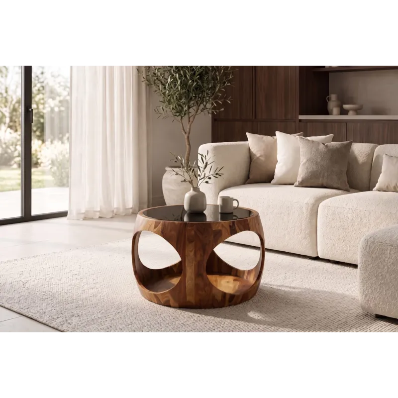 Invicta Stolik kawowy ORGANIC LOOP szklany 60 x 38 x 38cm / 48937