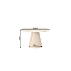 Invicta Stół do jadalni ORGANIKO jasno brązowy trwawertyt 120 x 76 x 76cm / 48523