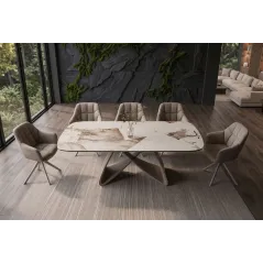 Invicta Stół INFINITY rozkładany ceramika patagonia white brown 180-220-260cm / 48792