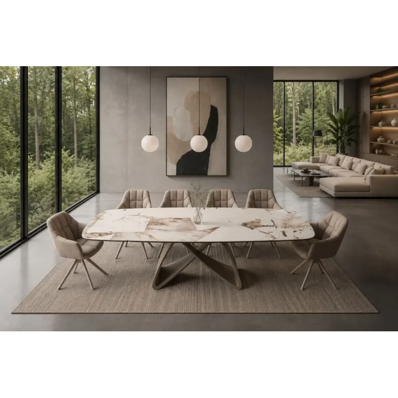 Invicta Stół INFINITY rozkładany ceramika patagonia white brown 180-220-260cm / 48792