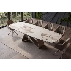 Invicta Stół INFINITY rozkładany ceramika patagonia white brown 180-220-260cm / 48792