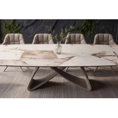 Invicta Stół INFINITY rozkładany ceramika patagonia white brown 180-220-260cm / 48792