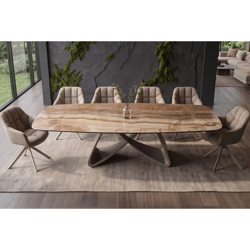Invicta Stół INFINITY rozkładany hiszpański onyx rust brown 180-220-260cm / 49073