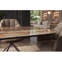 Invicta Stół INFINITY rozkładany hiszpański onyx rust brown 180-220-260cm / 49073